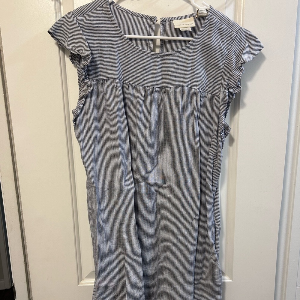 Cynthia Rowley 100% Linen Striped Shift Dress